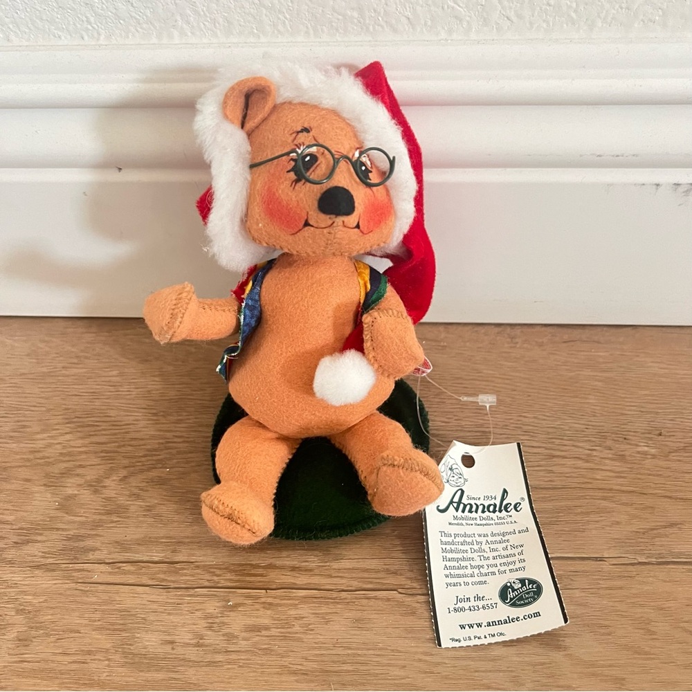 Vintage Annalee Mobilitee Doll Bear With Glasses Christmas Deco 6"‎